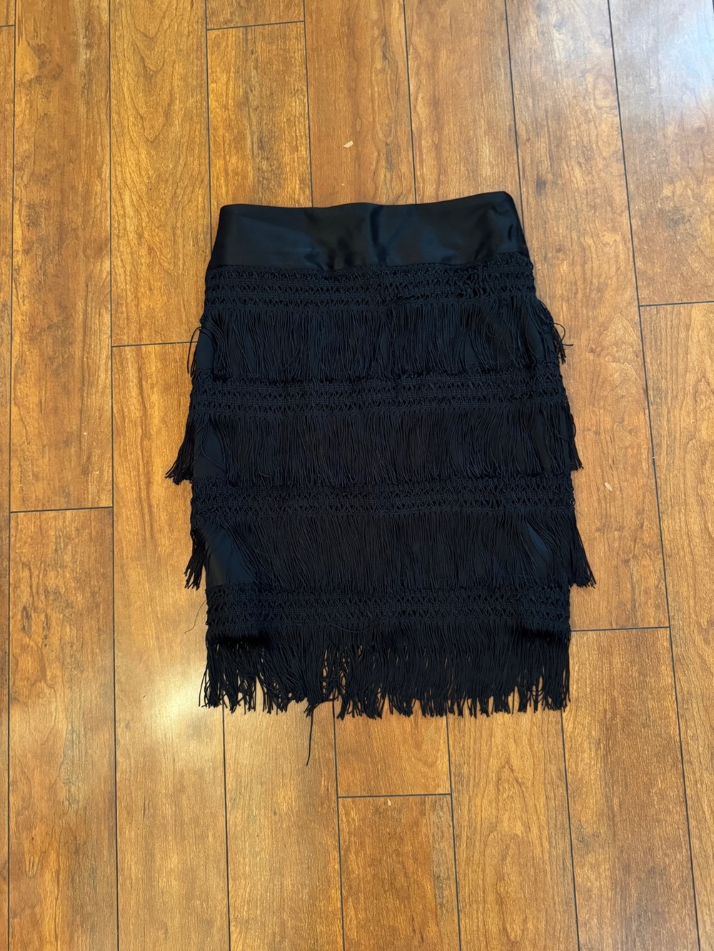 Express Black Fringe Pencil Skirt